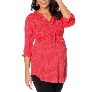 MOTHERHOOD | Polkadot Quarter Sleeve Maternity Blouse